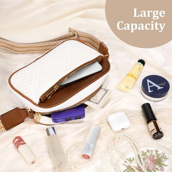 Crossbody Bags for Women, Quilted Shoulder Bag with Adjustable Wide Strap, Small - Picture 6 of 7